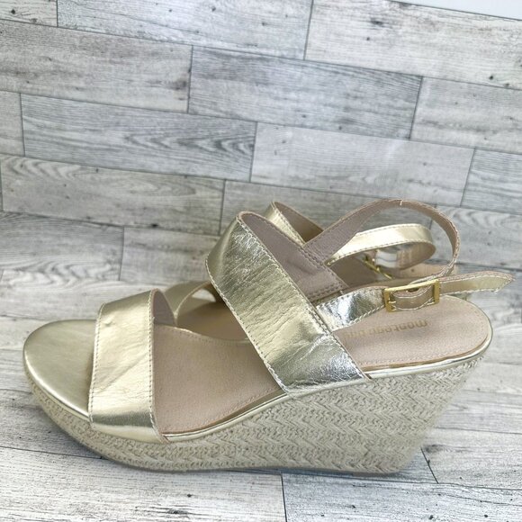 NWT Women's Montego Bay Club Size 11 Wedge‎ Open Toe Gold Sandals - Picture 6 of 9